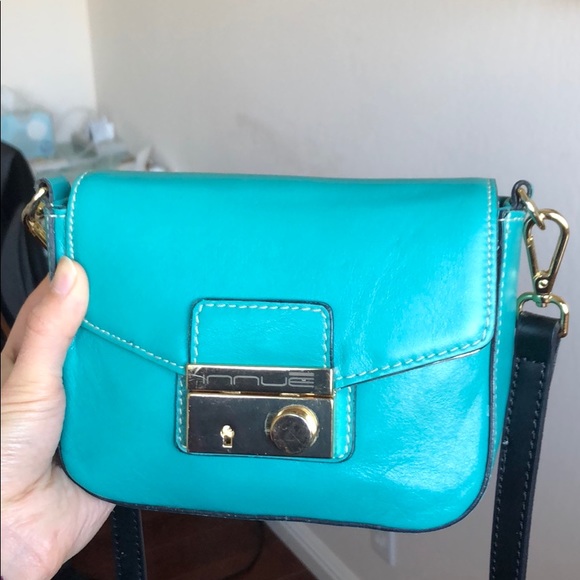 Innue Leather Turquoise Small Crossbody Bag - Picture 2 of 6